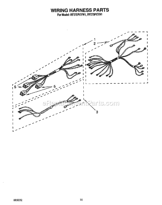 Whirlpool RF370PXYW1 Freestanding Electric Range Wiring Harness Diagram