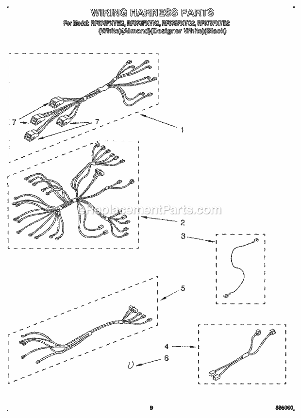 Whirlpool RF375PXYN2 Range Wiring Harness Diagram