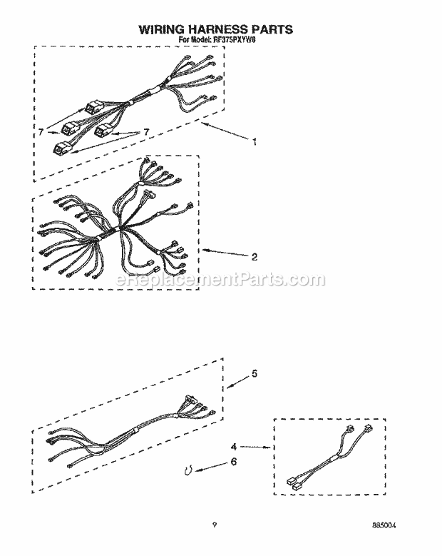 Whirlpool RF375PXYQ0 Range Wiring Harness Diagram