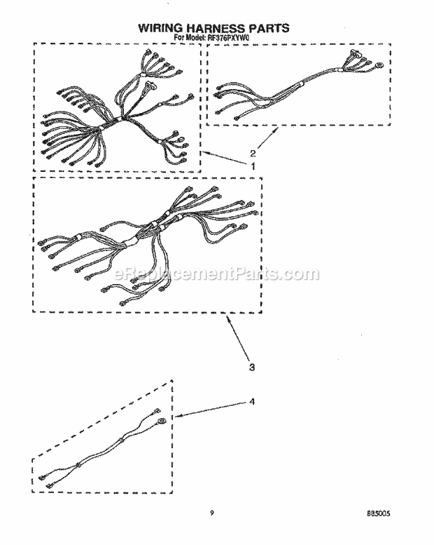 Whirlpool RF376PXYW0 Freestanding Electric Range Wiring Harness Diagram