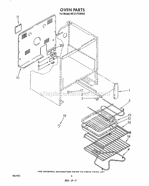 Whirlpool RF377PXWW2 Freestanding Electric Range Oven , Lit/Optional Diagram
