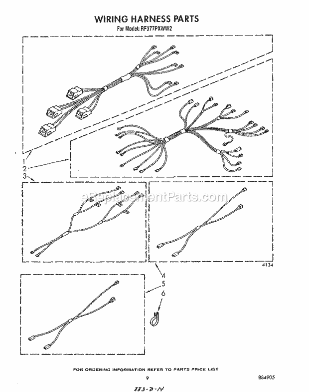 Whirlpool RF377PXWW2 Freestanding Electric Range Wiring Harness Diagram