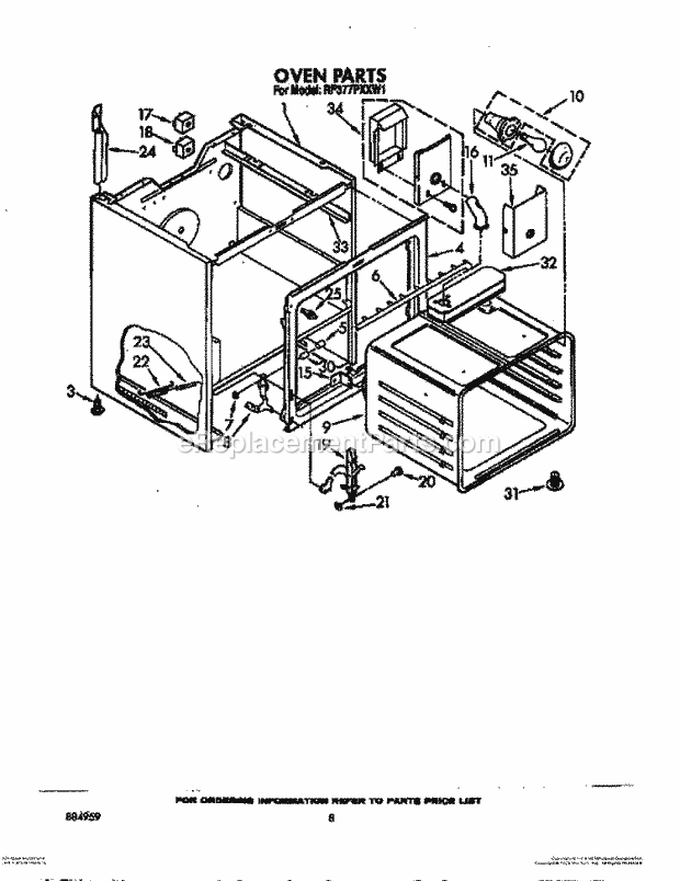 Whirlpool RF377PXXW1 Freestanding Electric Range Oven (Continued) Diagram