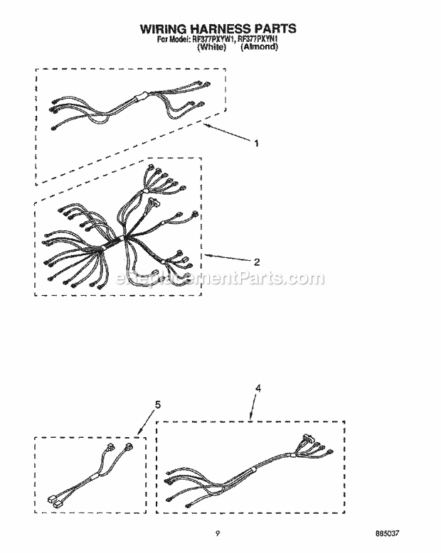 Whirlpool RF377PXYW1 Freestanding Electric Range Wiring Harness Diagram