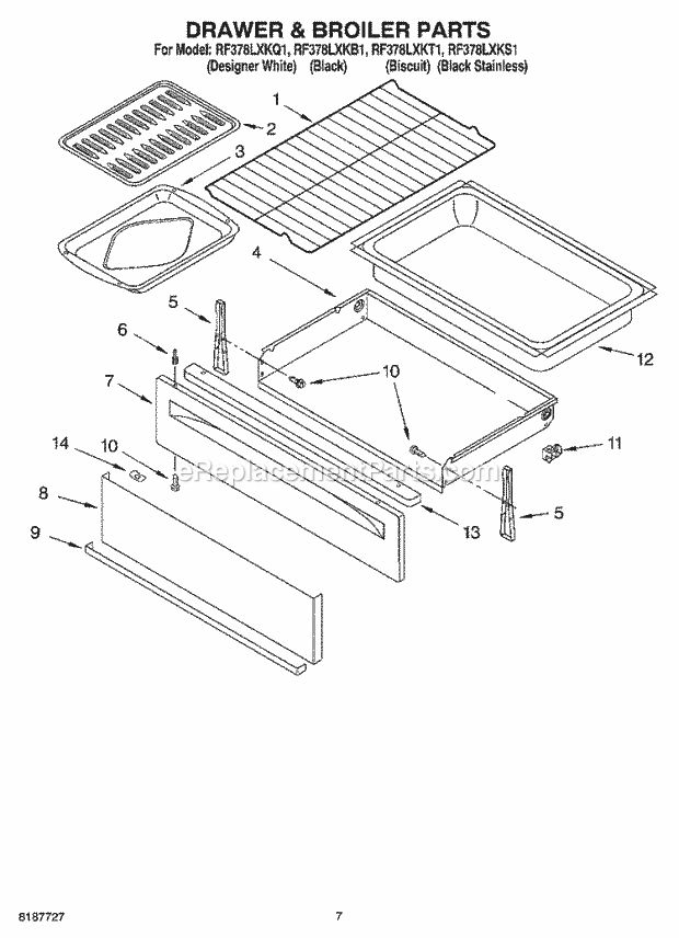 Whirlpool RF378LXKT1 Freestanding Electric Drawer & Broiler Parts, Miscellaneous Parts Diagram