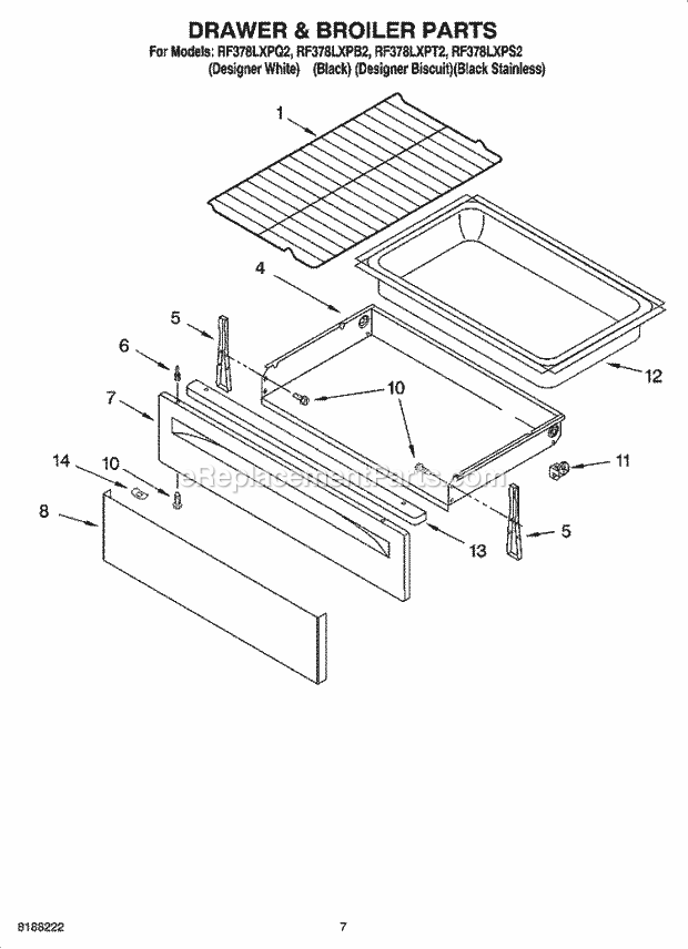 Whirlpool RF378LXPB2 Freestanding Electric Drawer & Broiler Parts, Optional Parts Diagram