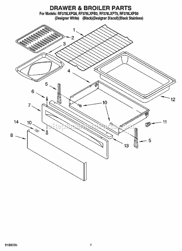 Whirlpool RF378LXPS0 Freestanding Electric Drawer & Broiler Parts, Optional Parts Diagram