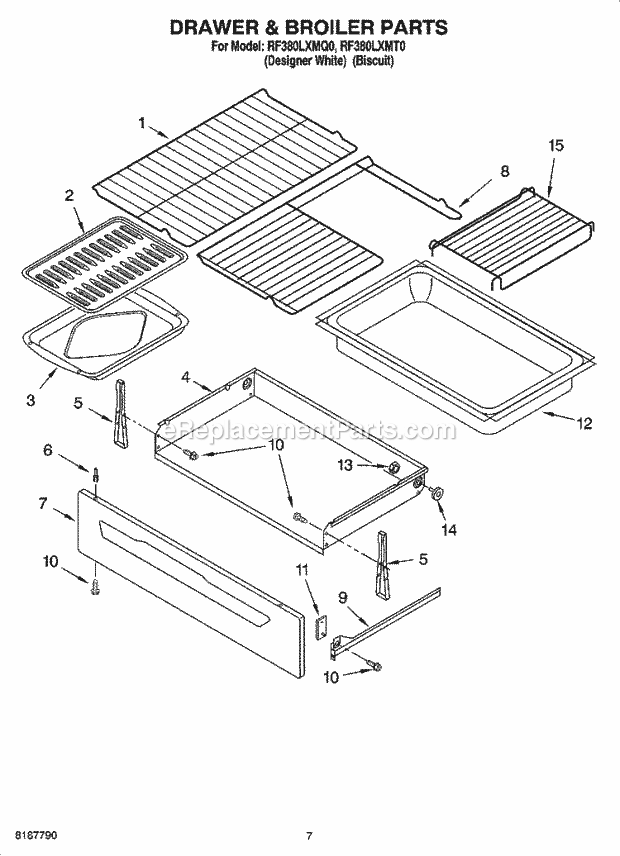 Whirlpool RF380LXMT0 Freestanding Electric Drawer & Broiler Parts, Miscellaneous Parts Diagram