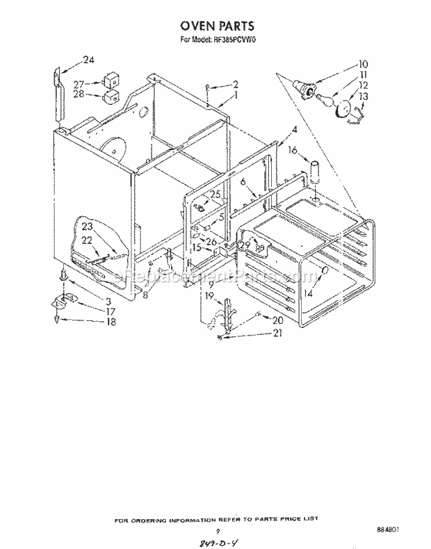 Whirlpool RF385PCVW0 Freestanding Electric Range Oven (Continued) Diagram