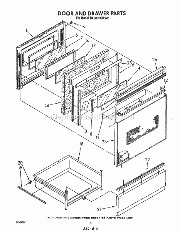 Whirlpool RF385PCWN2 Range Door and Drawer , Lit/Optional Diagram