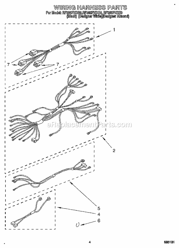 Whirlpool RF385PXDB0 Range Wiring Harness Diagram