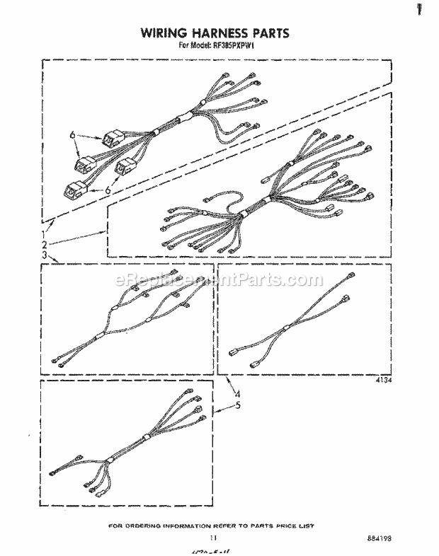Whirlpool RF385PXPW1 Freestanding Electric Range Wiring Harness Diagram
