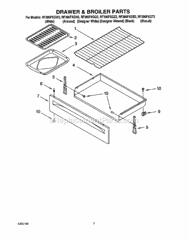 Whirlpool RF386PXGN2 Freestanding Electric Range Drawer & Broiler, Optional Diagram