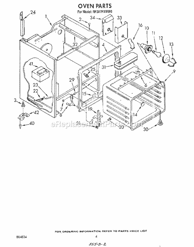 Whirlpool RF387PXWN0 Range Oven Diagram