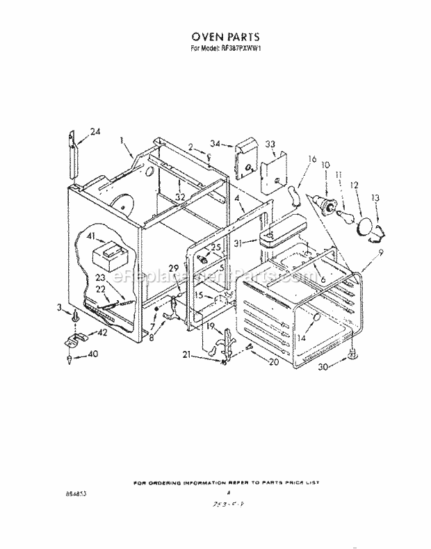 Whirlpool RF387PXWN1 Range Oven Diagram