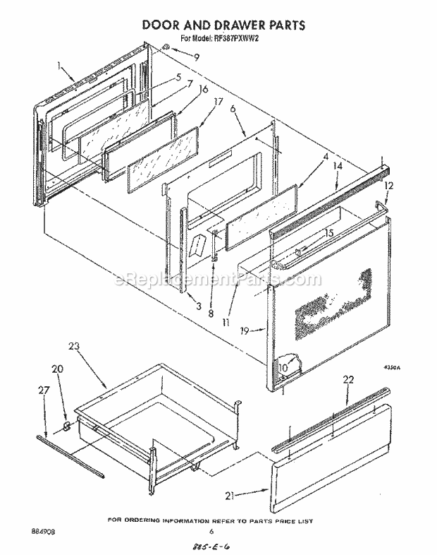 Whirlpool RF387PXWN2 Range Door and Drawer , Literature and Optional Diagram