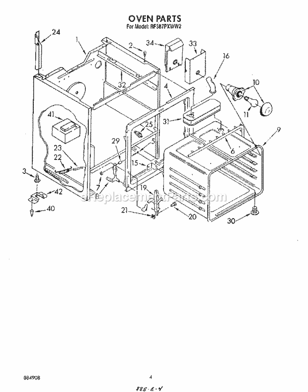 Whirlpool RF387PXWN2 Range Oven Diagram