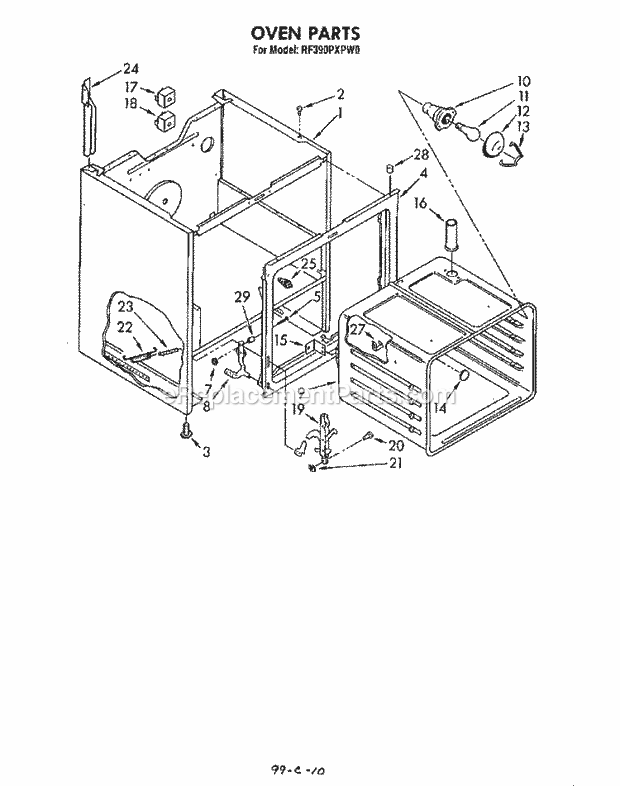 Whirlpool RF390PXPW0 Electric Range Section Diagram