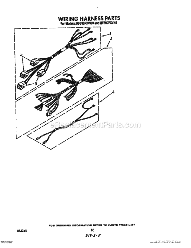 Whirlpool RF390PXVN0 Electric Range Wiring Harness Diagram