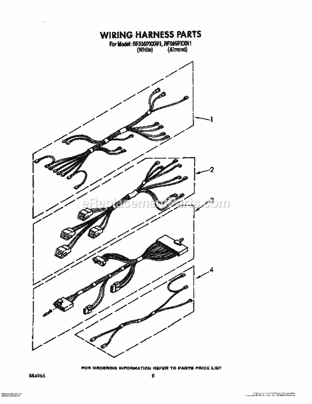 Whirlpool RF395PXXN1 Electric Range Wiring Harness Diagram