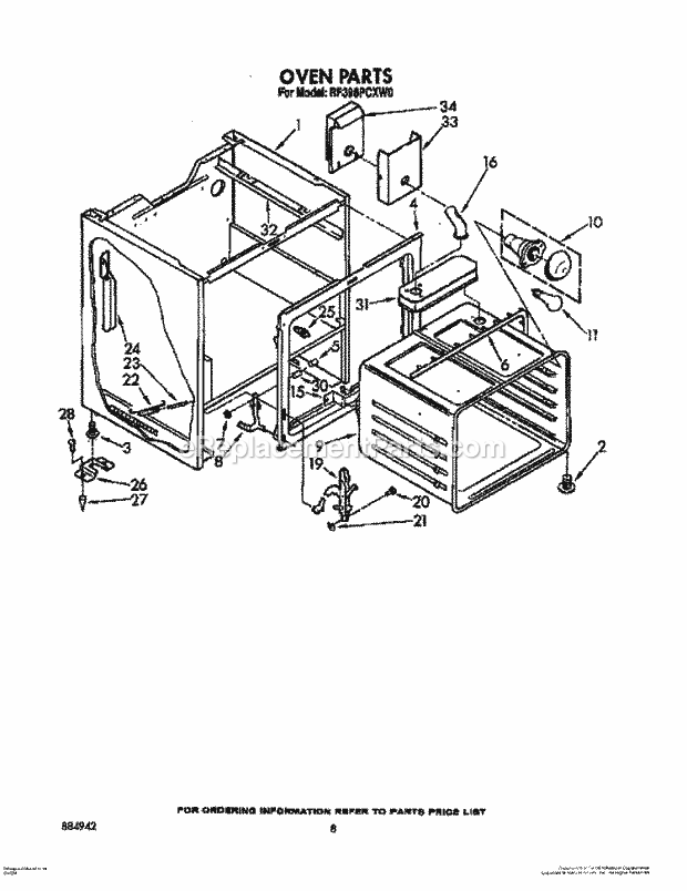 Whirlpool RF396PCXN0 Range Oven Diagram