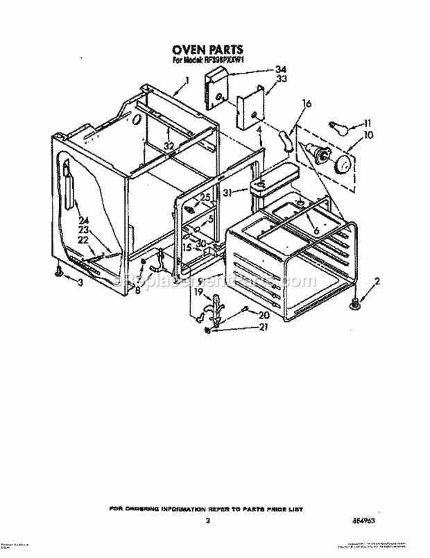 Whirlpool RF396PXXB1 Range Oven Diagram