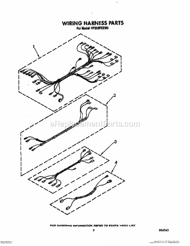 Whirlpool RF396PXXW0 Electric Range Wiring Harness Diagram