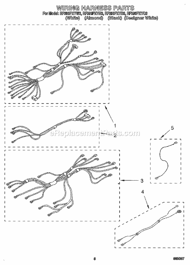 Whirlpool RF396PXYW3 Electric Range Wiring Harness, Lit/Optional Diagram