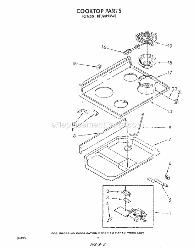 Whirlpool RF398PXVN0 Range Cook Top Diagram