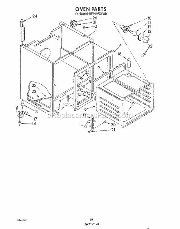 Whirlpool RF398PXVN0 Range Oven Diagram