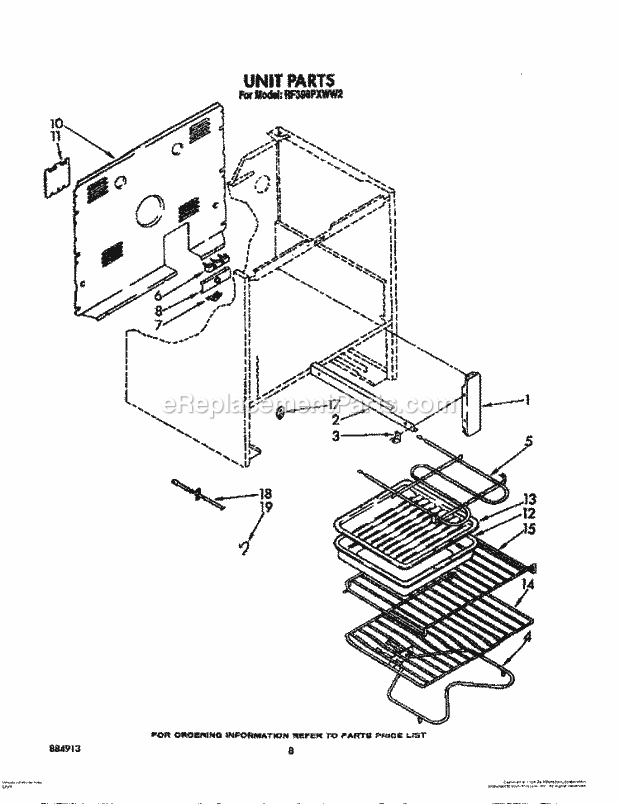 Whirlpool RF398PXWN2 Range Unit, Lit/Optional Diagram