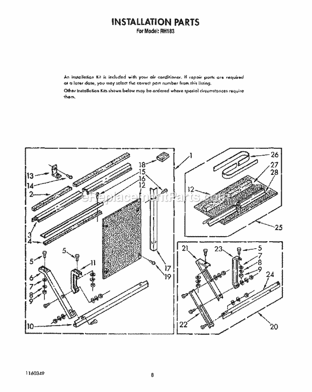 Whirlpool RH183 Outside Unit Air Conditioner/Heat Pump Installation Diagram