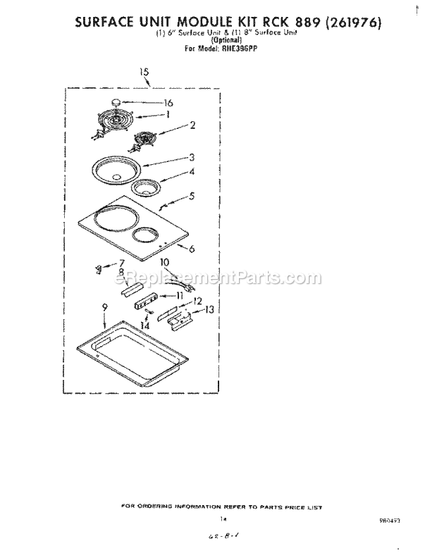 Whirlpool RHE396PP Freestanding Electric Range Section Diagram