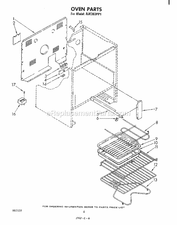 Whirlpool RJE363PP1 Freestanding Electric Range Oven (Continued) , Literature and Optional Diagram