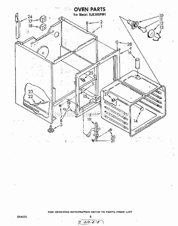 Whirlpool RJE385PW1 Freestanding Electric Range Oven (Continued) Diagram