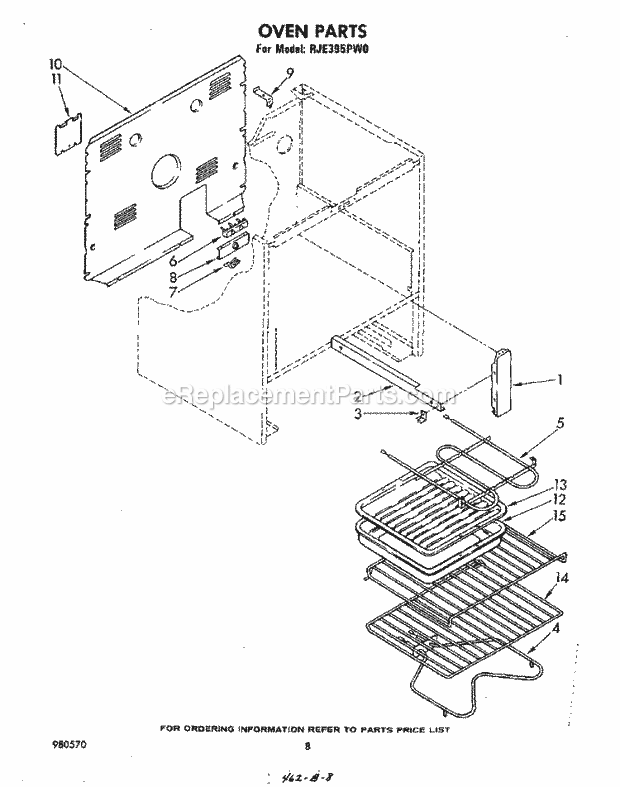 Whirlpool RJE395PW0 Freestanding Electric Range Oven , Literature and Optional Diagram