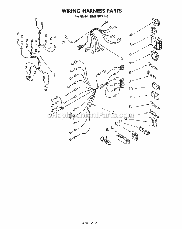 Whirlpool RM278PXK0 Wall Oven/Microwave Combo Wiring Harness Diagram