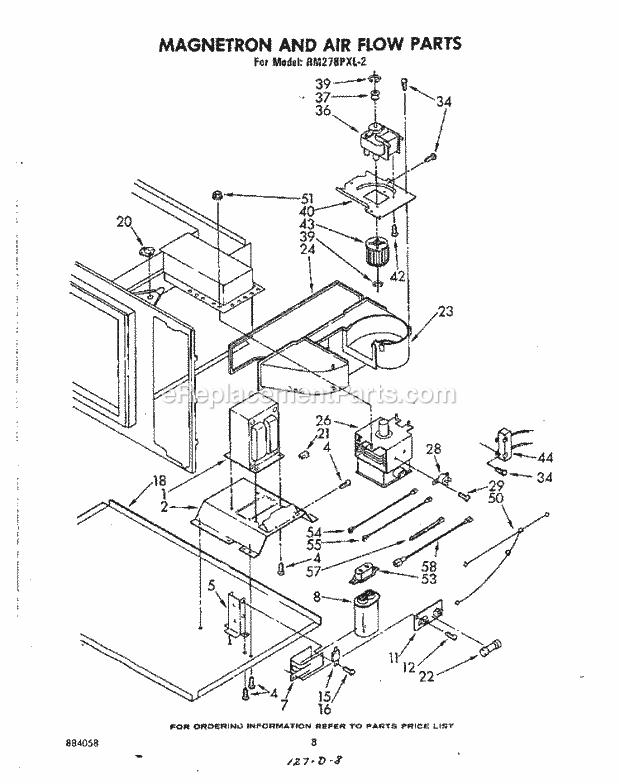 Whirlpool RM278PXL2 Wall Oven/Microwave Combo Magnetron and Air Flow Diagram