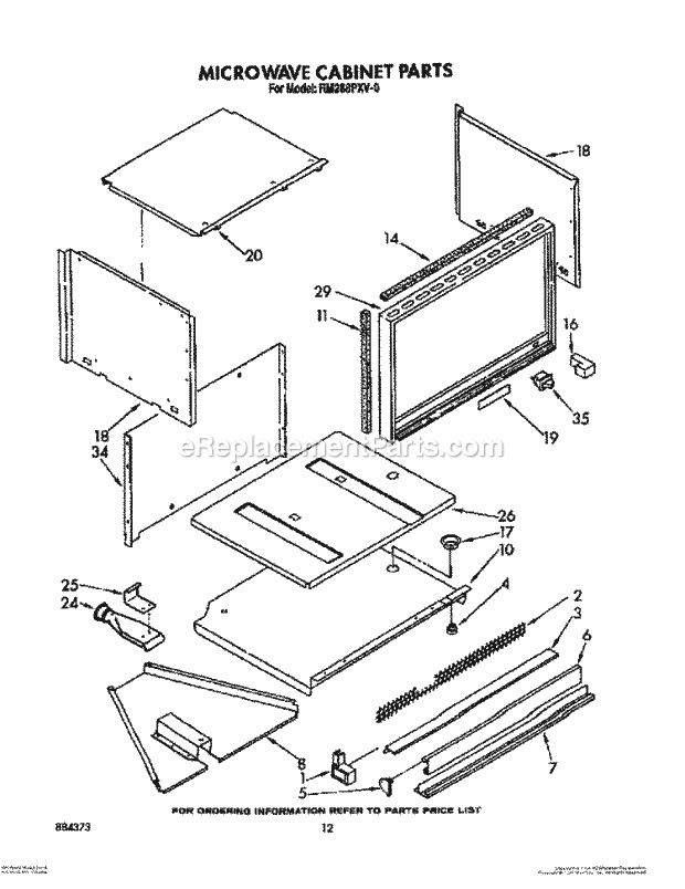 Whirlpool RM288PXV0 Wall Oven/Microwave Combo Microwave Cabinet Diagram