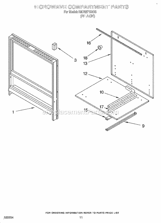 Whirlpool RM765PXAB0 Electric Range Microwave Compartment Diagram