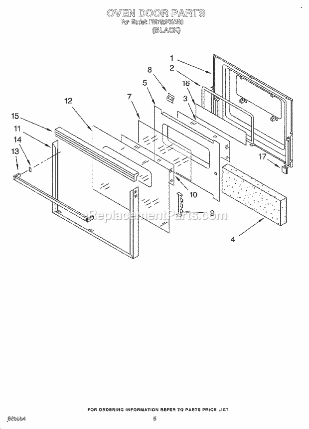 Whirlpool RM765PXAB0 Electric Range Oven Door Diagram