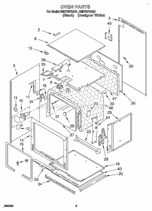 Whirlpool RM770PXAB1 Electric Range Oven Diagram