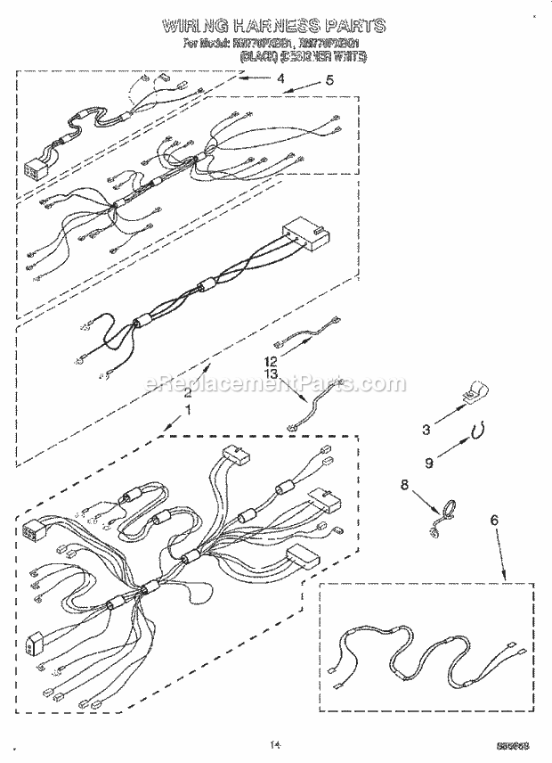 Whirlpool RM770PXBB1 Electric Range and Oven Wiring Harness Diagram