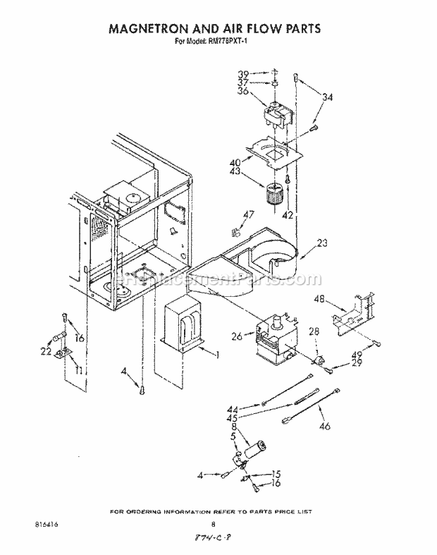 Whirlpool RM778PXT1 Electric Range Magnetron and Airflow Diagram