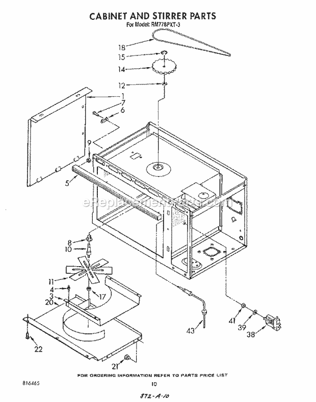 Whirlpool RM778PXT3 Electric Range Cabinet and Stirrer Diagram