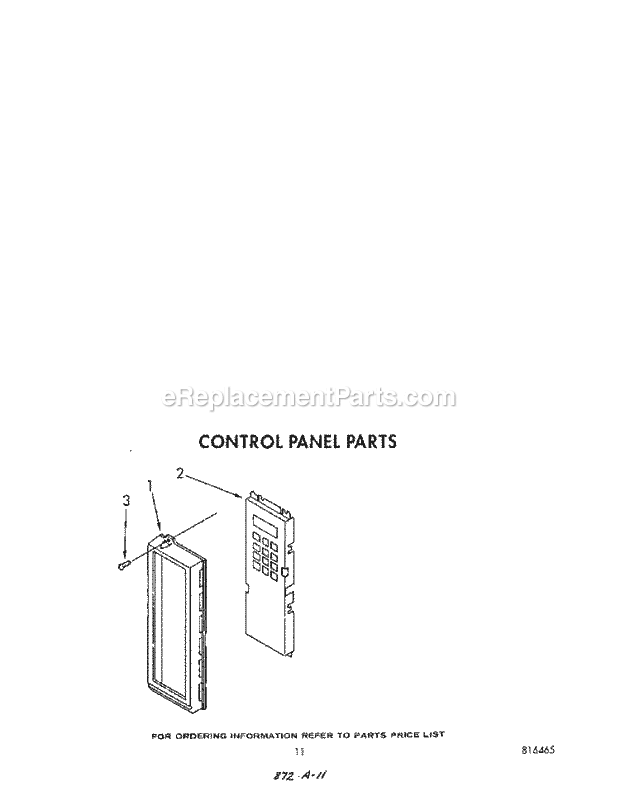 Whirlpool RM778PXT3 Electric Range Control Panel Diagram