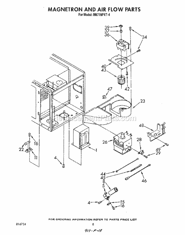 Whirlpool RM778PXT4 Electric Range Magnetron and Air Flow Diagram