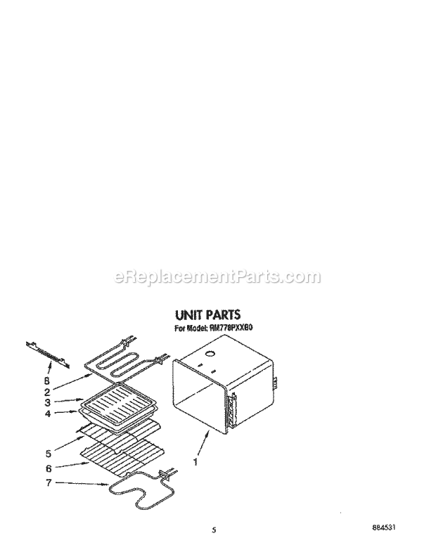 Whirlpool RM778PXXB0 Electric Range Unit Diagram