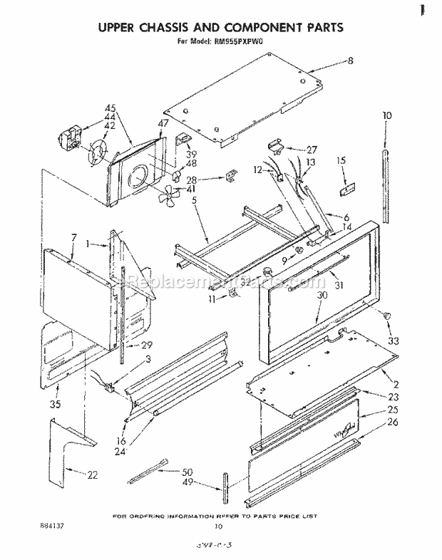 Whirlpool RM955PXPW0 Freestanding Electric Range Upper Chassis and Component Diagram