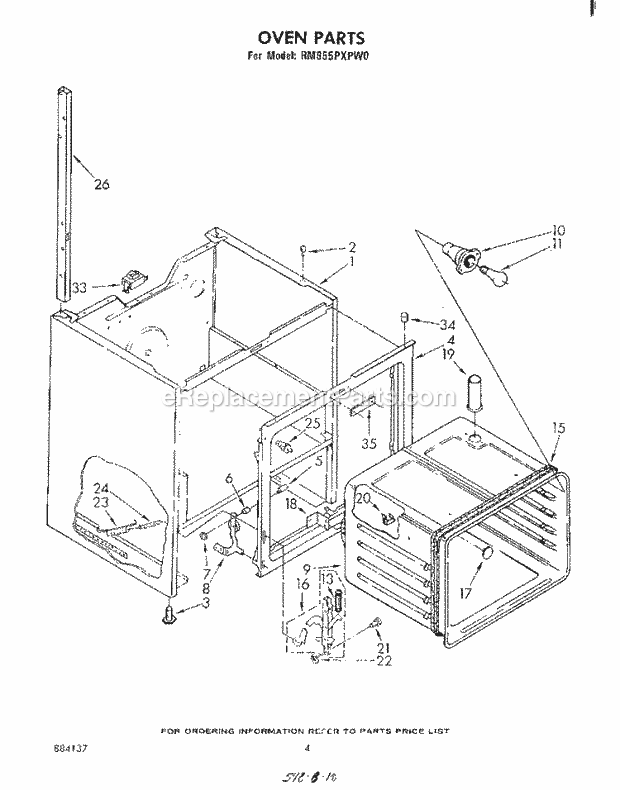 Whirlpool RM955PXPW0 Freestanding Electric Range Oven Diagram